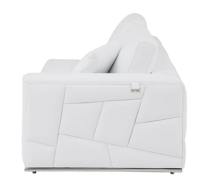 White Italian Leather L Shaped 2 Piece Sectional