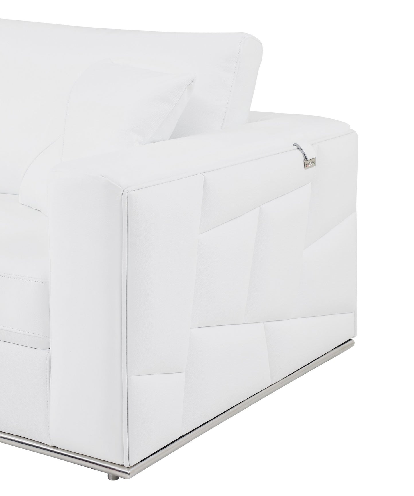 White Italian Leather L Shaped 2 Piece Sectional