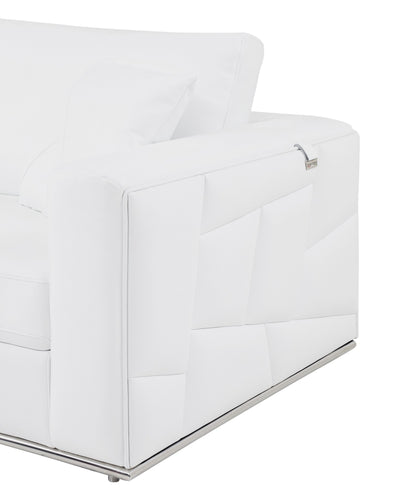 White Italian Leather L Shaped 2 Piece Sectional