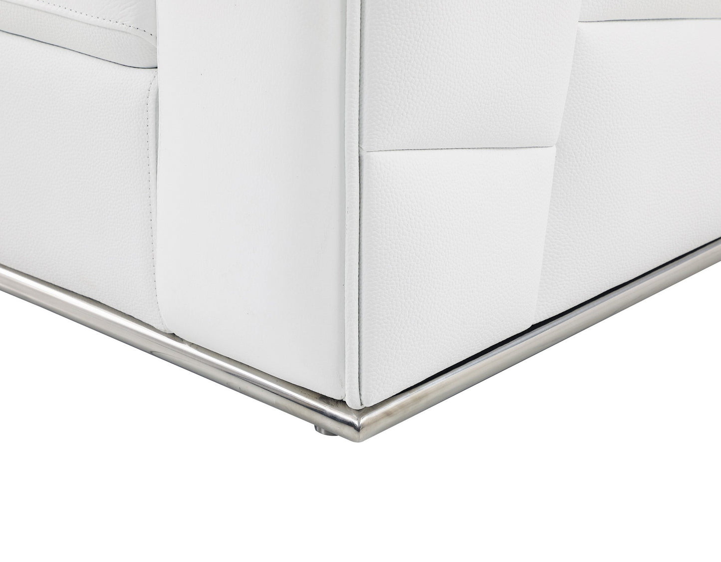 White Italian Leather L Shaped 2 Piece Sectional