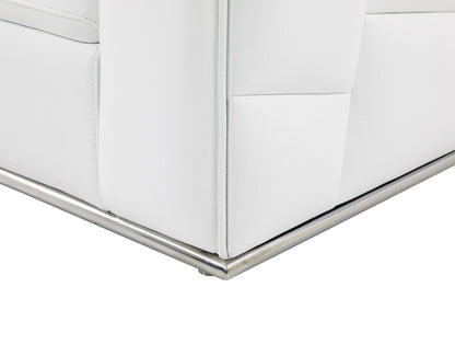 White Italian Leather L Shaped 2 Piece Sectional