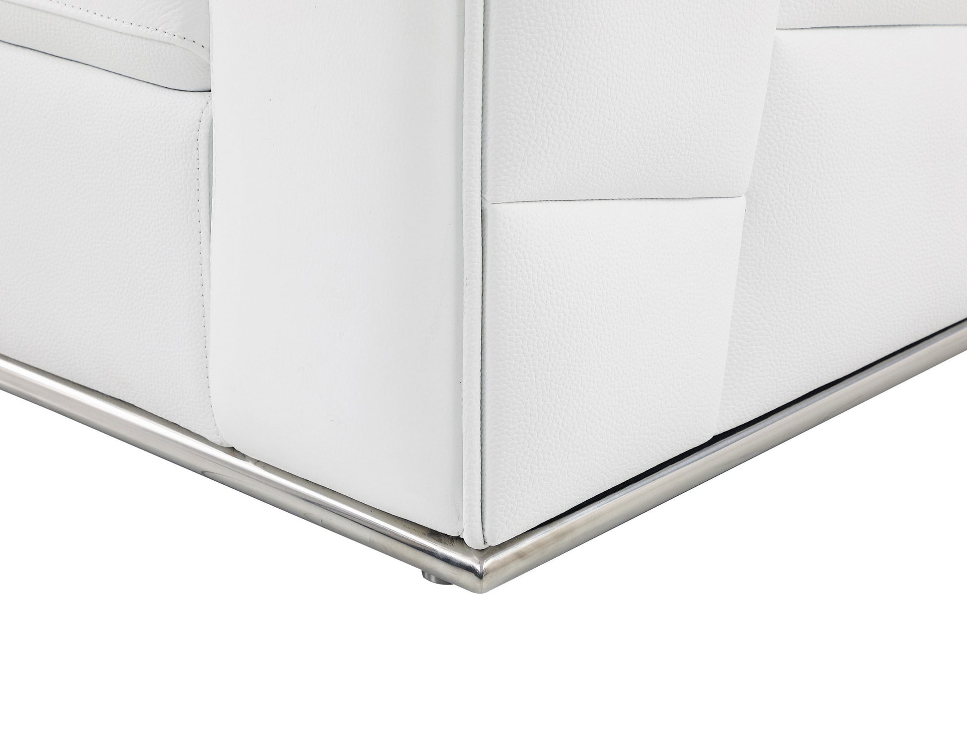 White Italian Leather L Shaped 2 Piece Sectional