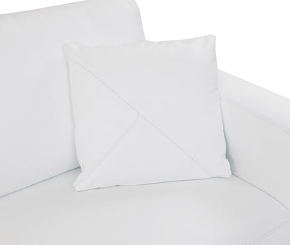 White Italian Leather L Shaped 2 Piece Sectional