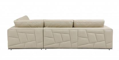 Beige Italian Leather L Shaped 2 Piece Sectional