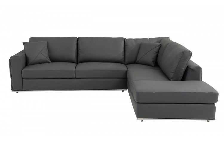 Dark Gray Italian Leather L Shaped 2 Piece Sectional