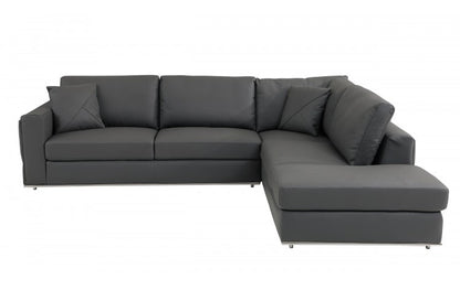 Dark Gray Italian Leather L Shaped 2 Piece Sectional