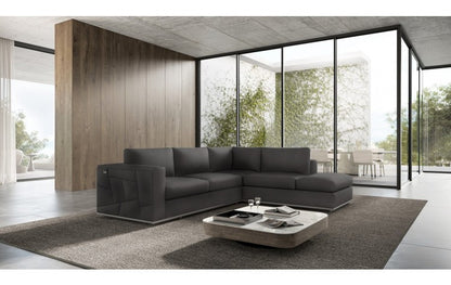 Dark Gray Italian Leather L Shaped 2 Piece Sectional