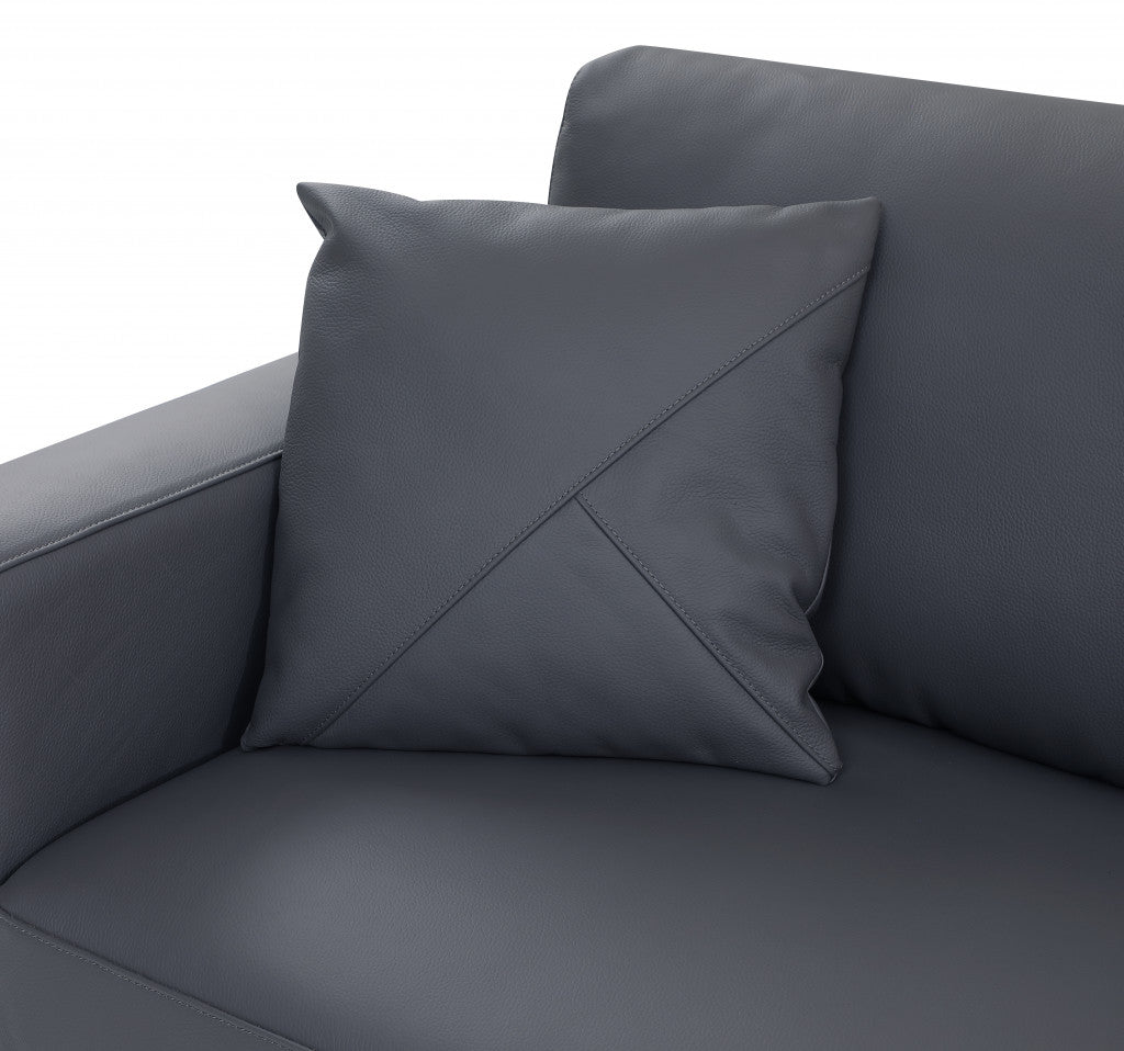 Dark Gray Italian Leather L Shaped 2 Piece Sectional