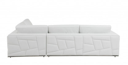 White Italian Leather L Shaped 2 Piece Sectional