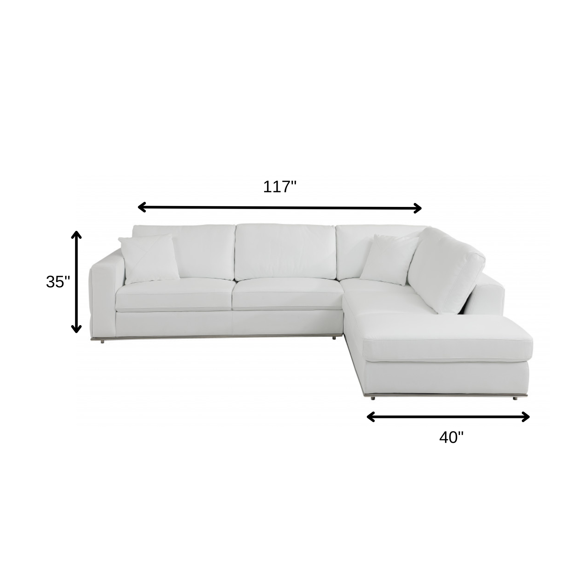 White Italian Leather L Shaped 2 Piece Sectional