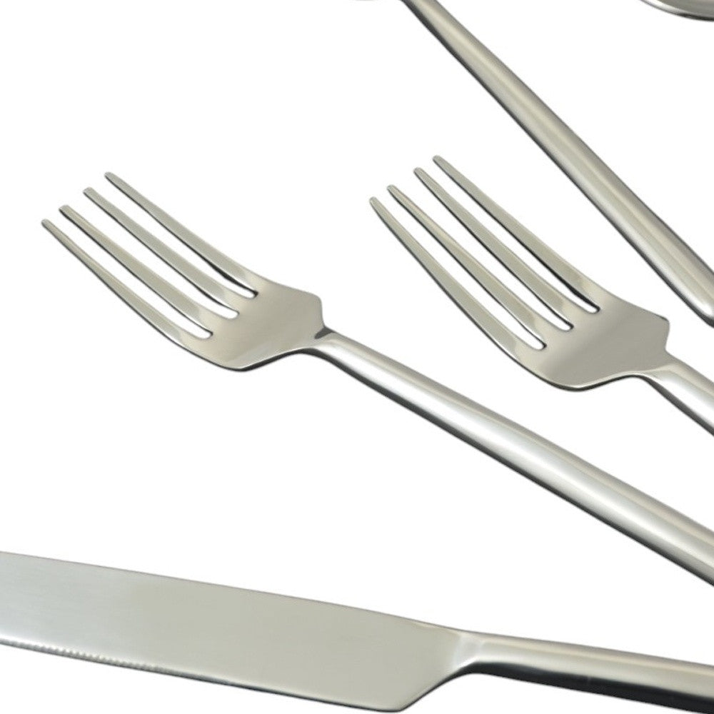 Glossy Silver Stainless Steel 20-Piece Hand Forged Flatware Set
