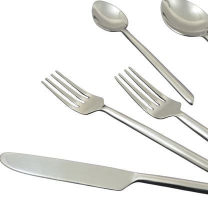 Glossy Silver Stainless Steel 20-Piece Hand Forged Flatware Set