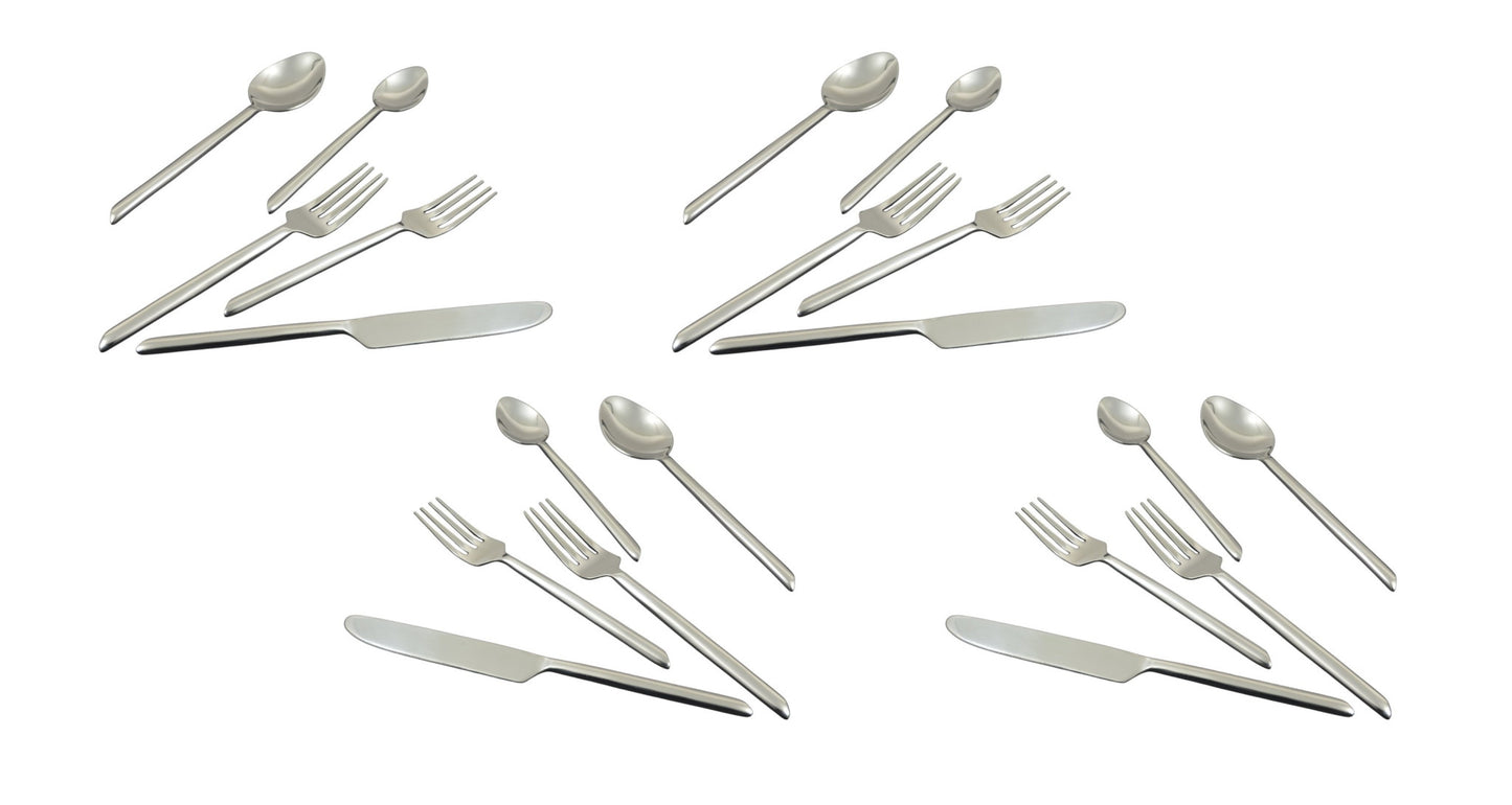 Glossy Silver Stainless Steel 20-Piece Hand Forged Flatware Set