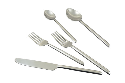 Glossy Silver Stainless Steel 20-Piece Hand Forged Flatware Set