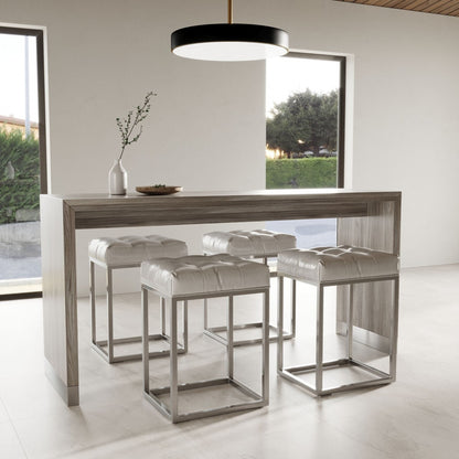 Grey Elm Rectangular Manufactured Wood Top Fixed Dining Table