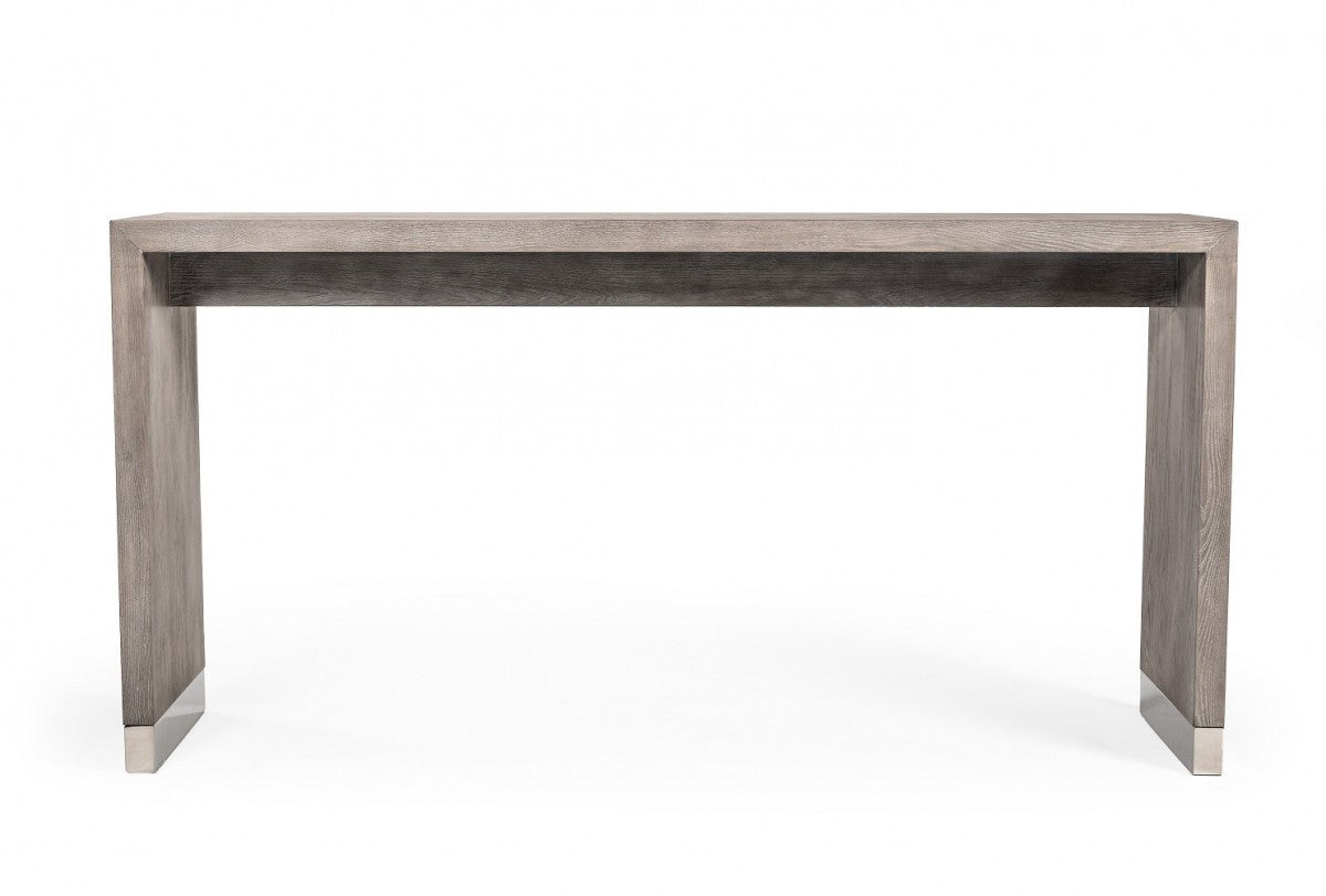 Grey Elm Rectangular Manufactured Wood Top Fixed Dining Table