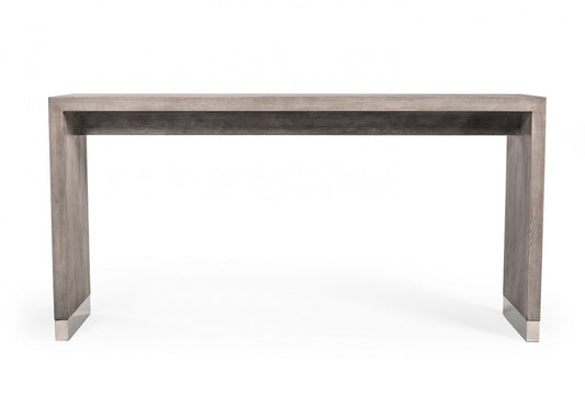 Grey Elm Rectangular Manufactured Wood Top Fixed Dining Table