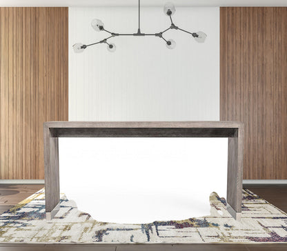 Grey Elm Rectangular Manufactured Wood Top Fixed Dining Table