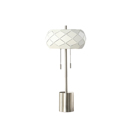 Silver Table Lamp w/ Geometric Laser Cut Shade
