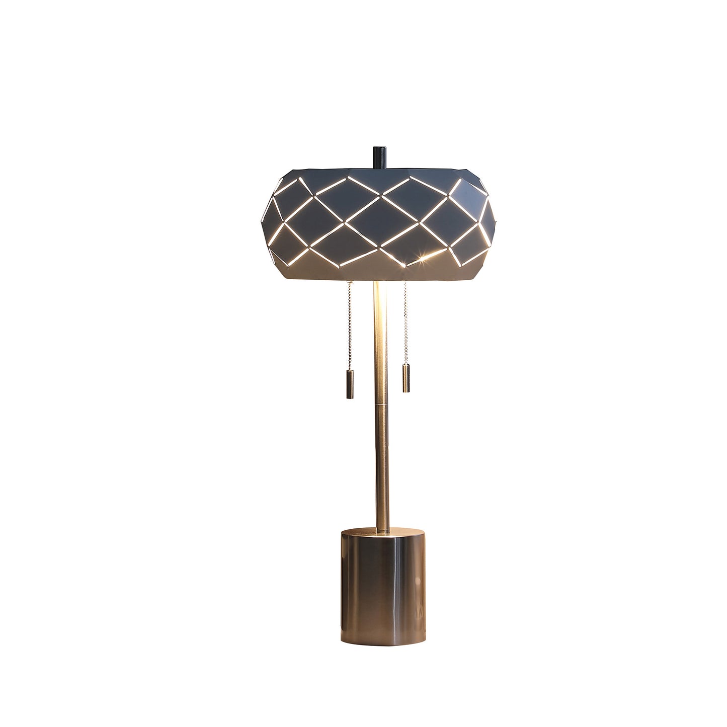 Silver Table Lamp w/ Geometric Laser Cut Shade