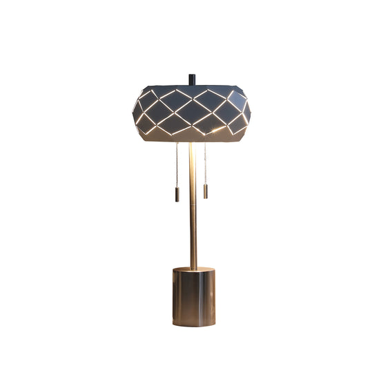 Silver Table Lamp w/ Geometric Laser Cut Shade