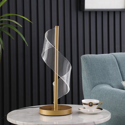 Gold Modern Swirl & Acrylic Table Lamp