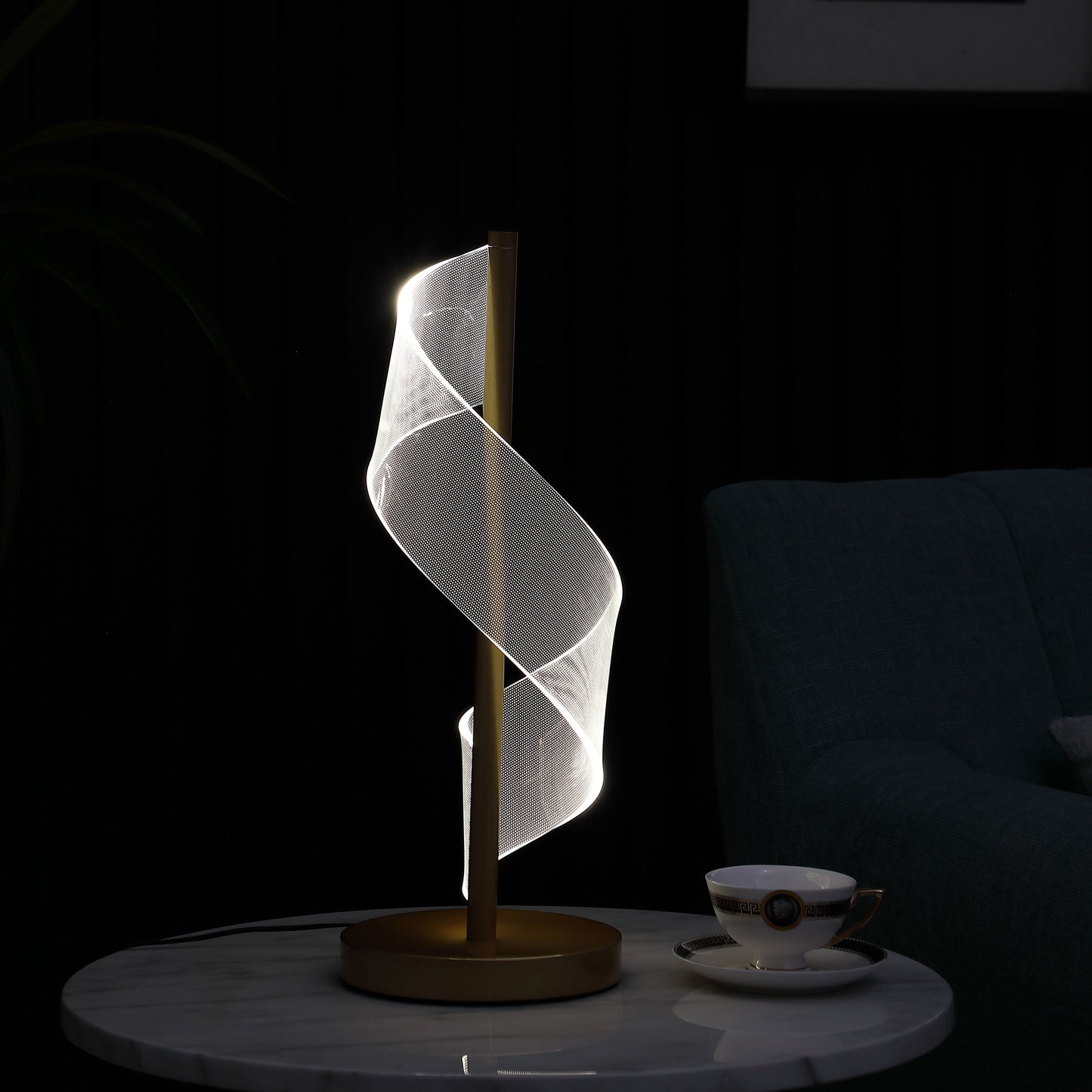 Gold Modern Swirl & Acrylic Table Lamp