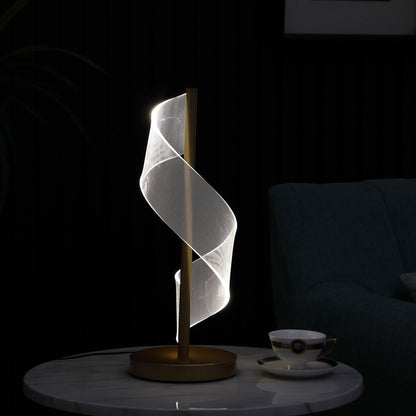 Gold Modern Swirl & Acrylic Table Lamp