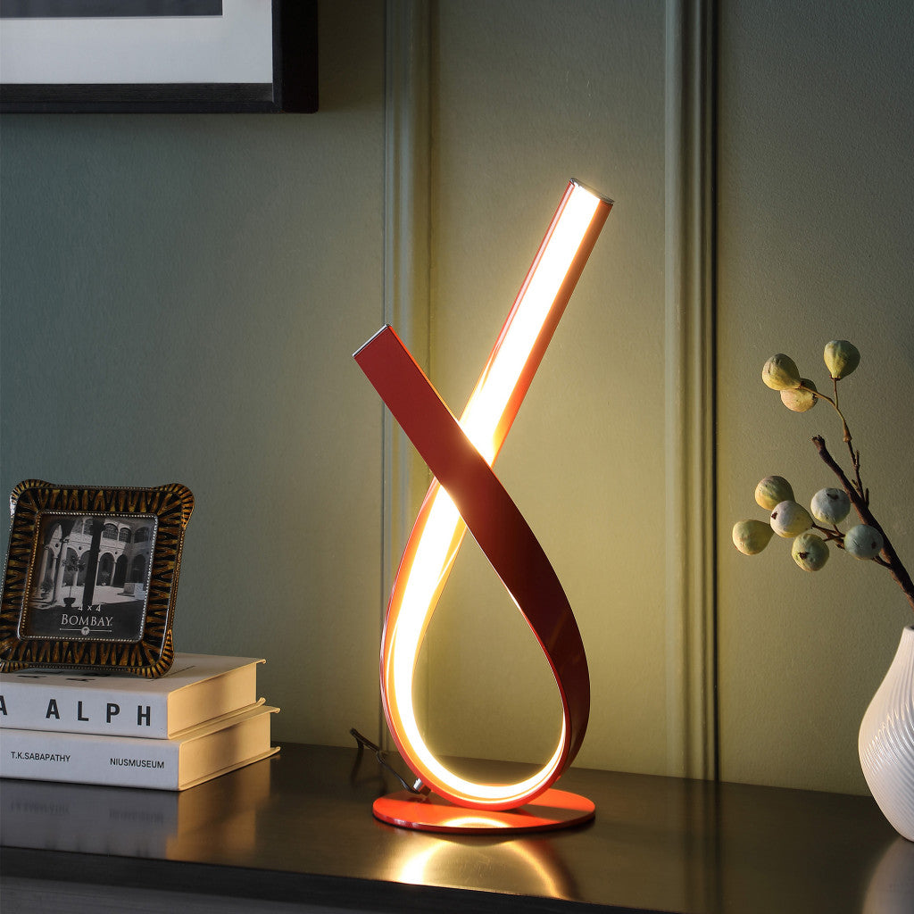 Red Modern Abstract Ribbons Table Lamp