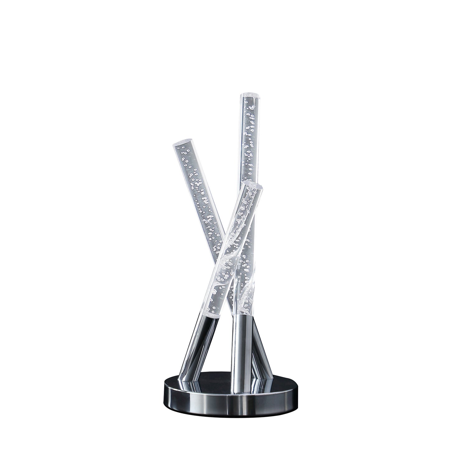 Silver Acrylic & Three Rod Abstract Table Lamp