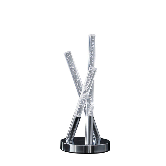 Silver Acrylic & Three Rod Abstract Table Lamp