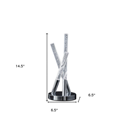 Silver Acrylic & Three Rod Abstract Table Lamp