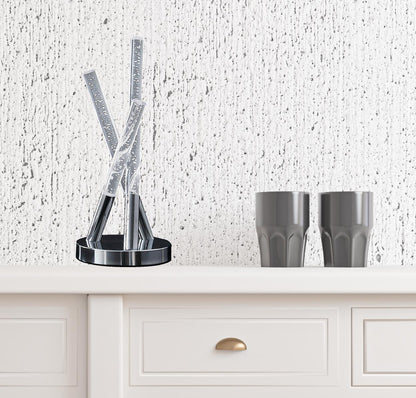 Silver Acrylic & Three Rod Abstract Table Lamp