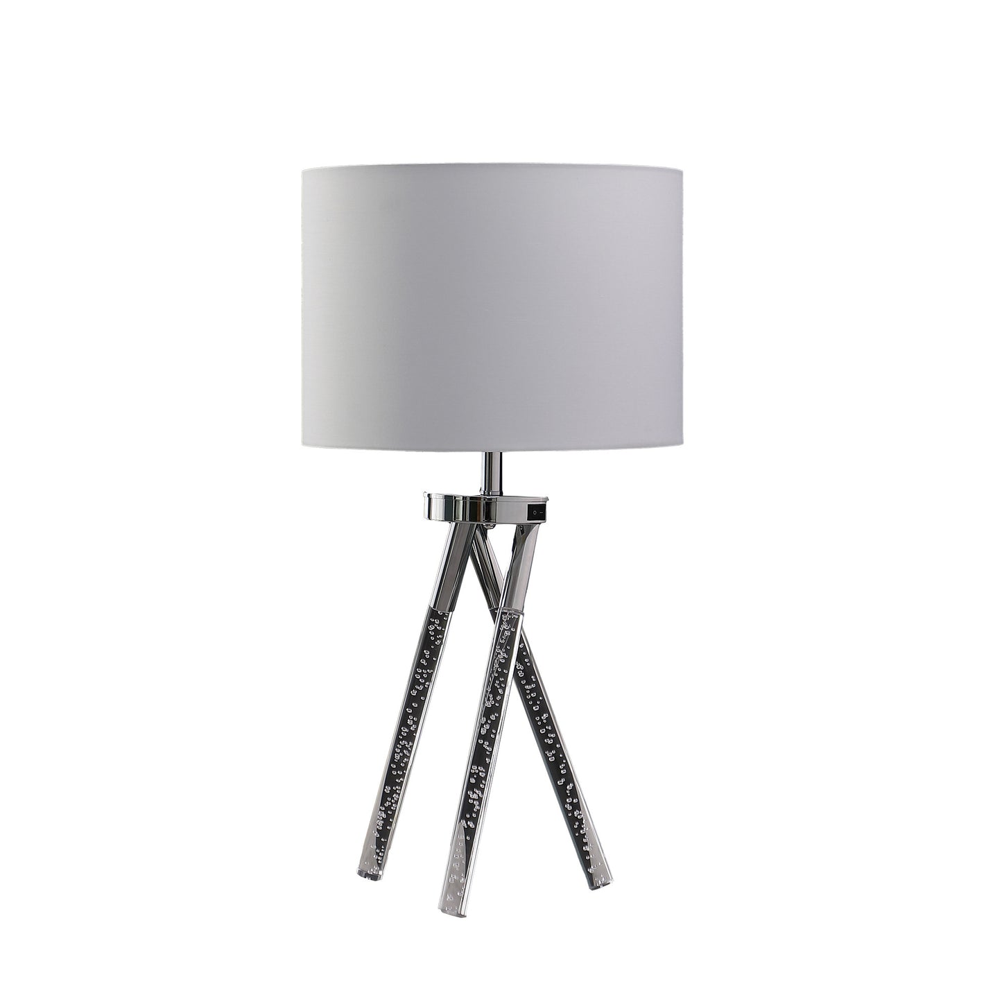 Silver & Acrylic Tripod Table Lamp w/ Shade