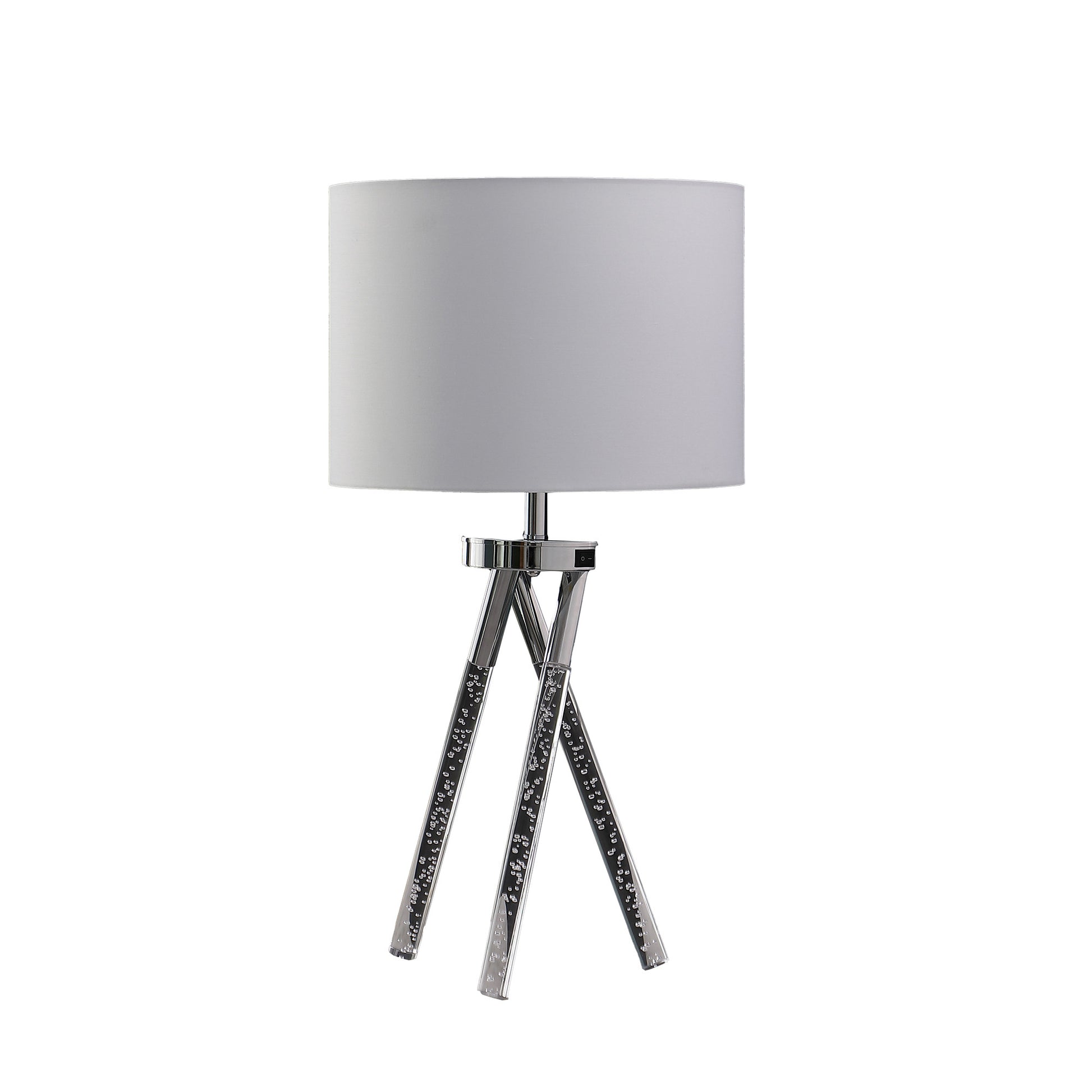 Silver & Acrylic Tripod Table Lamp w/ Shade