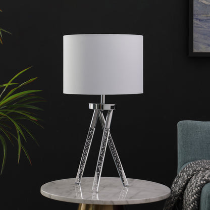 Silver & Acrylic Tripod Table Lamp w/ Shade