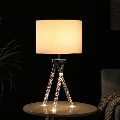 Silver & Acrylic Tripod Table Lamp w/ Shade