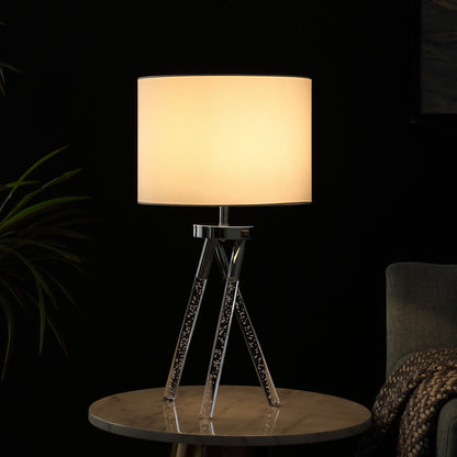 Silver & Acrylic Tripod Table Lamp w/ Shade