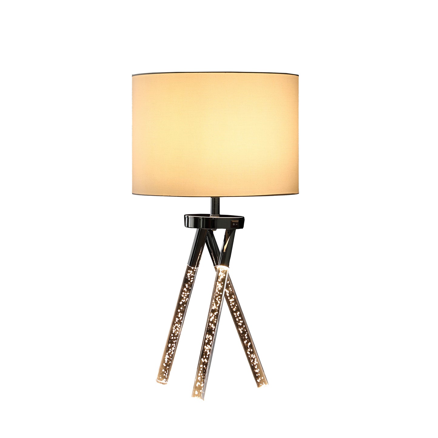 Silver & Acrylic Tripod Table Lamp w/ Shade
