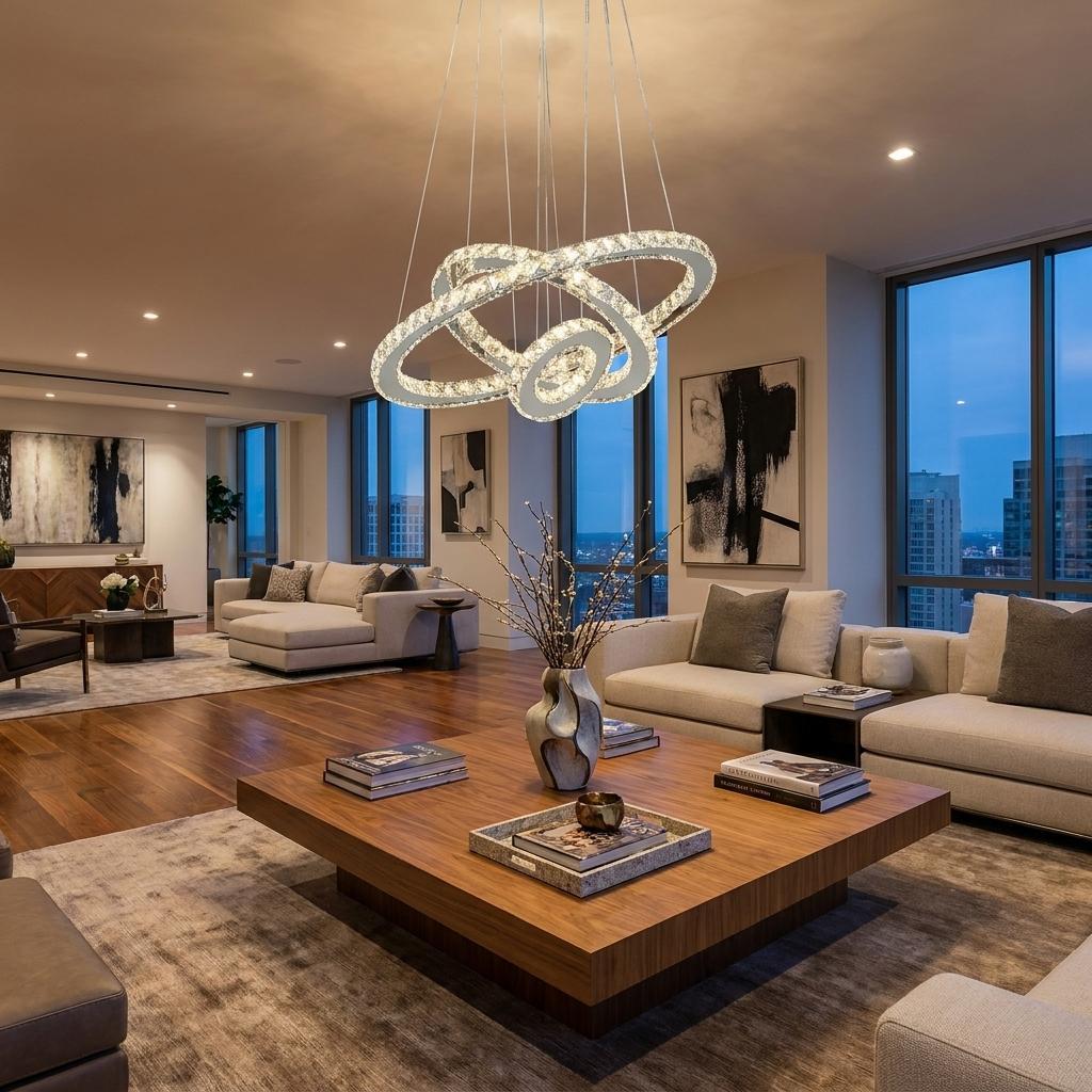 Silver & Crystals Dimmable Chandelier