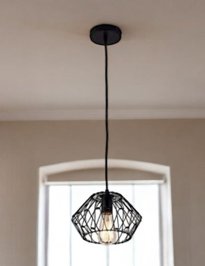 Black Cage Modern Industrial Single Bulb Hanging Pendent Light