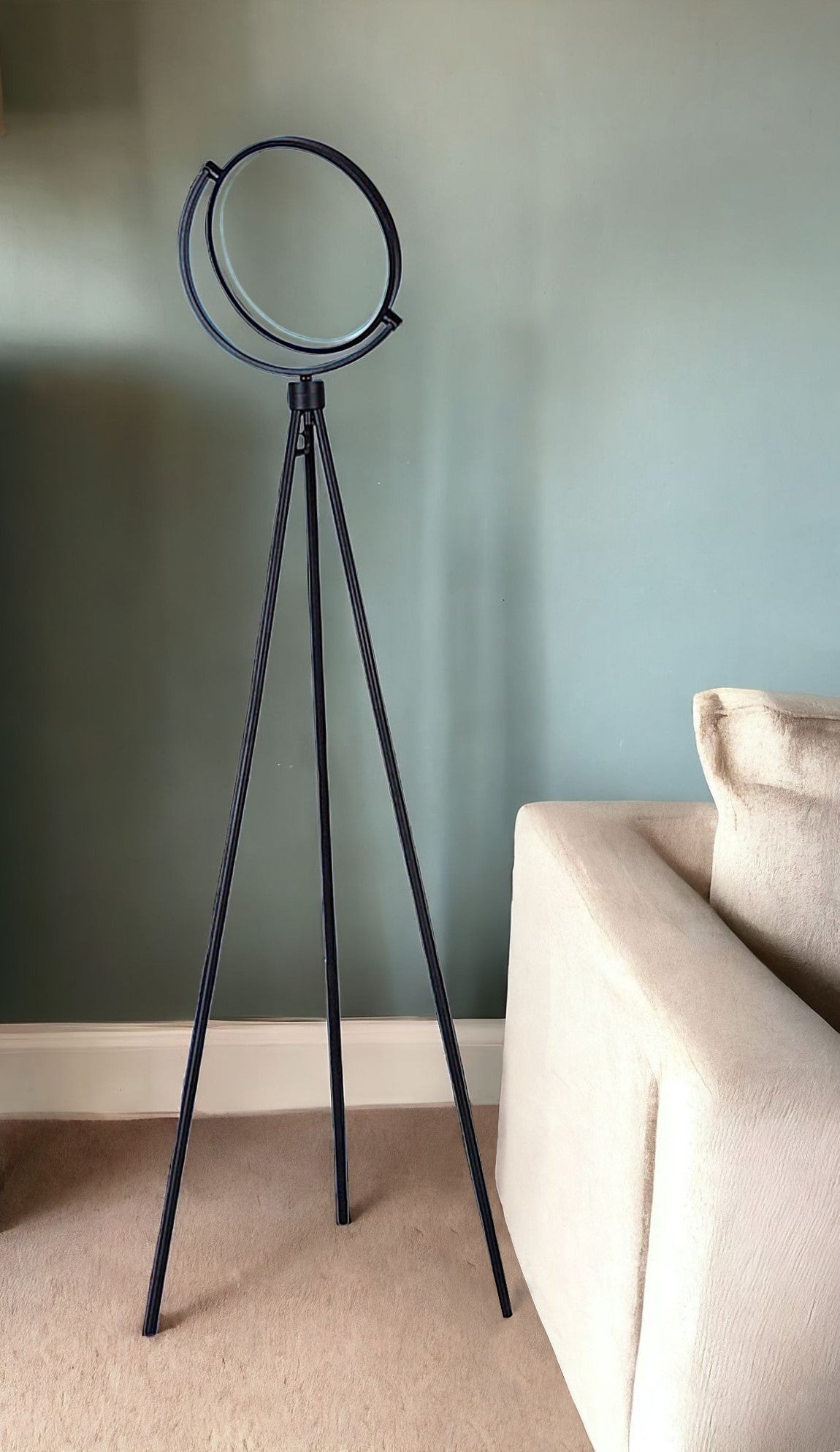 Black Tripod Floor Lamp w/ Black Shade