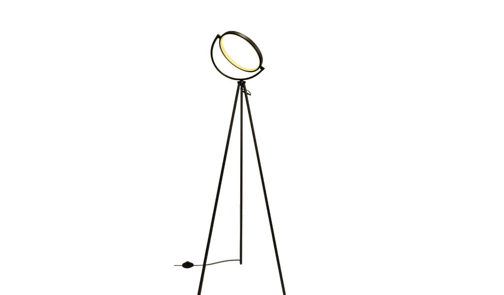Black Tripod Floor Lamp w/ Black Shade