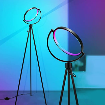 Black Tripod Floor Lamp w/ Black Shade