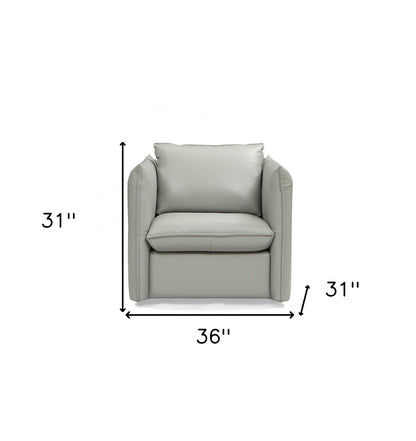Gray Genuine Leather Swivel Lounge Chair