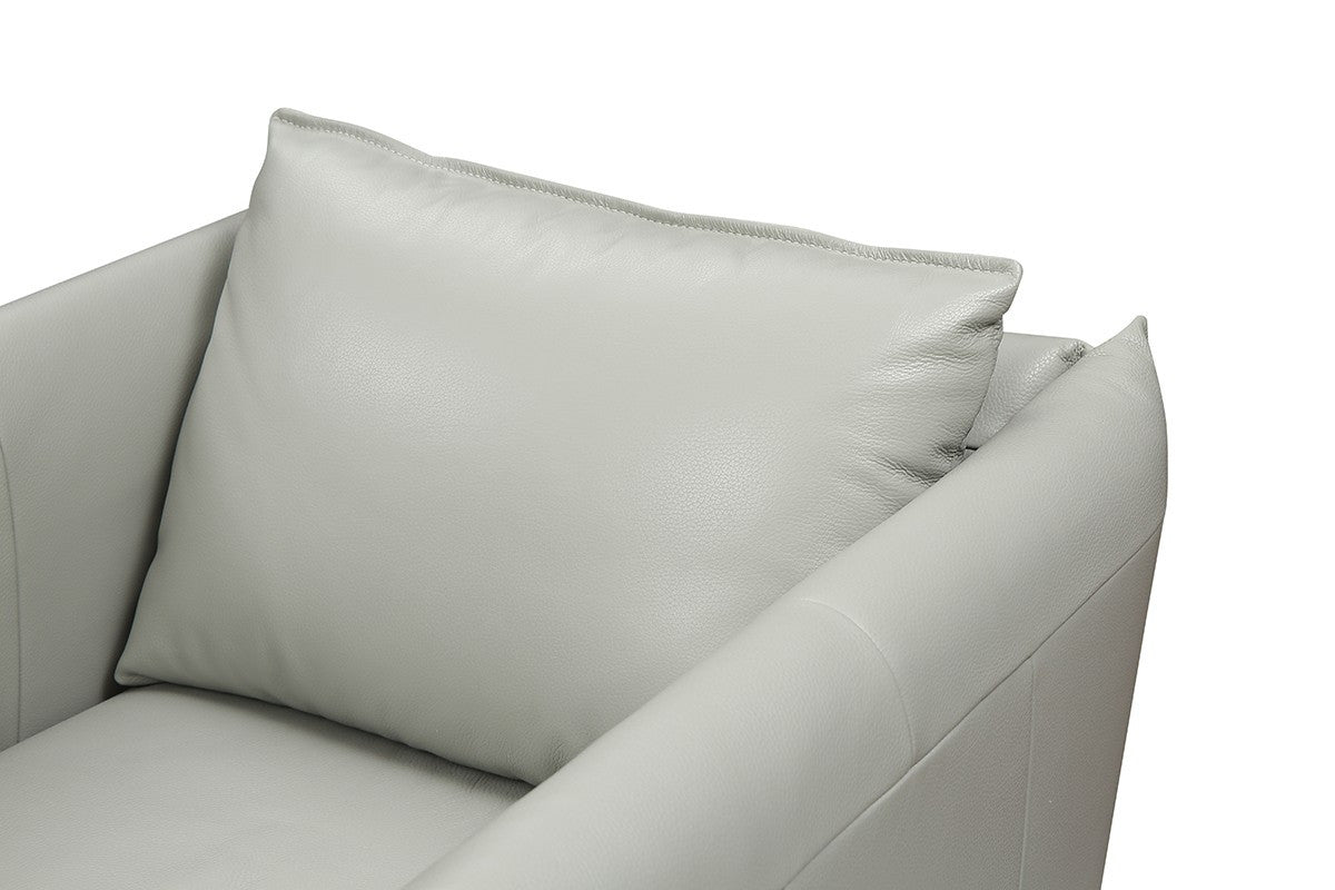 Gray Genuine Leather Swivel Lounge Chair