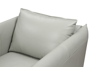 Gray Genuine Leather Swivel Lounge Chair
