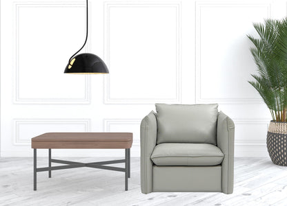 Gray Genuine Leather Swivel Lounge Chair