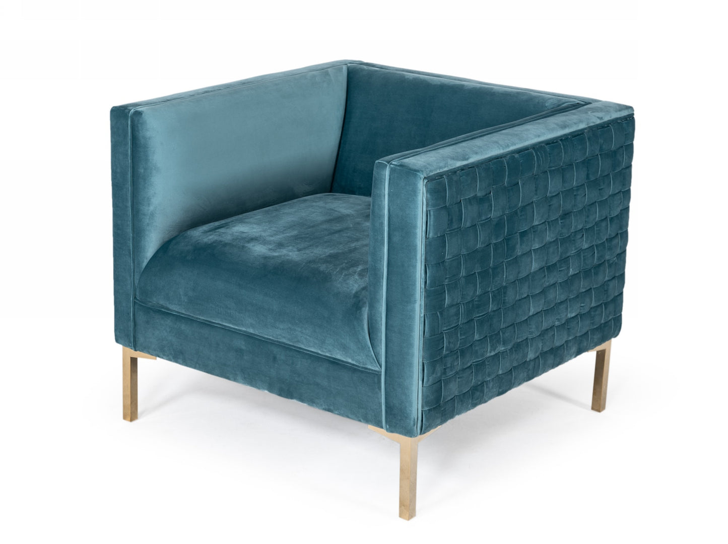 Teal & Gold Velvet Arm Chair