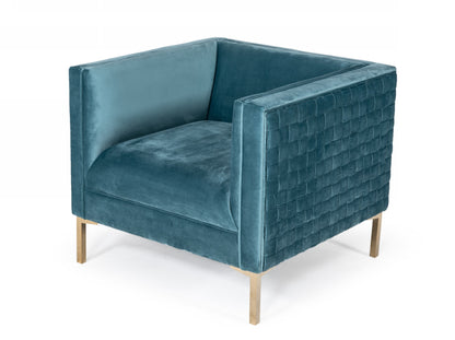 Teal & Gold Velvet Arm Chair